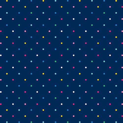 Emily - Dot - Light Navy - multicolored dots on blue