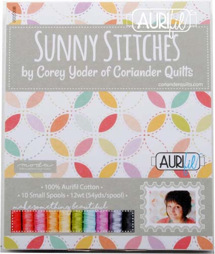 Aurifil- Cotton Embroidery Thread 10 SM Spools -12wt. Sunny Stitches-Corey Yoder