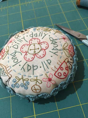 Dilly Dally pincushionembroidered pincushion by The Birdhouse