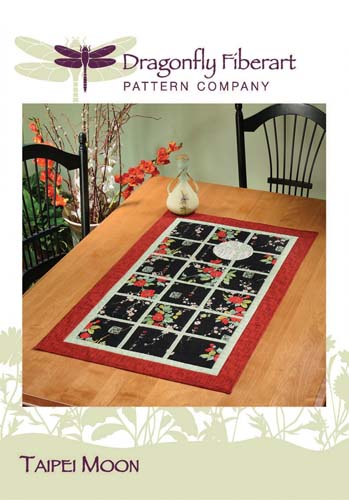 Taipei Moon - table runner -22 x 39 - Dragonfly fiberart