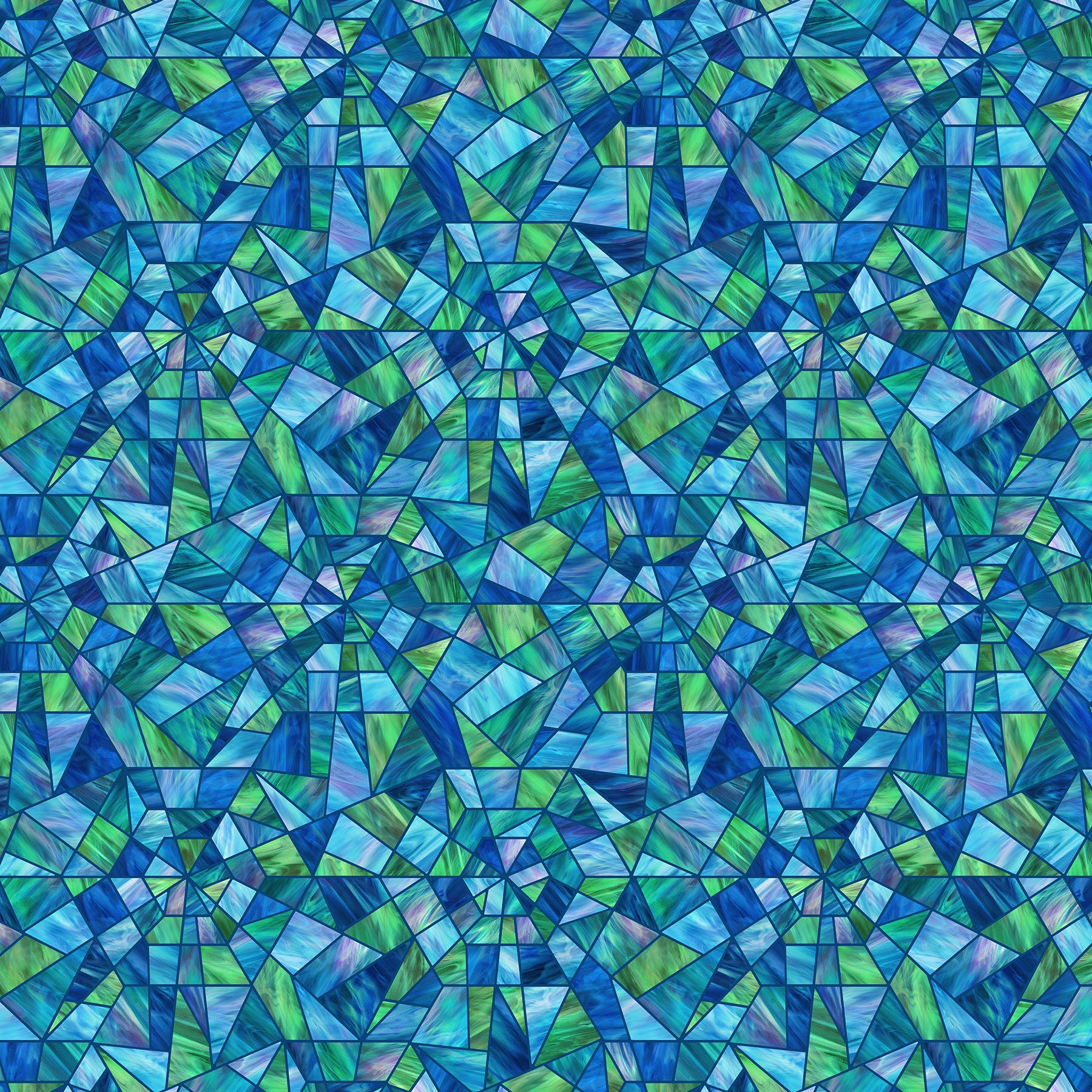 Risen - Stained Glass - Blues-  stained glass in blues, greens & purple