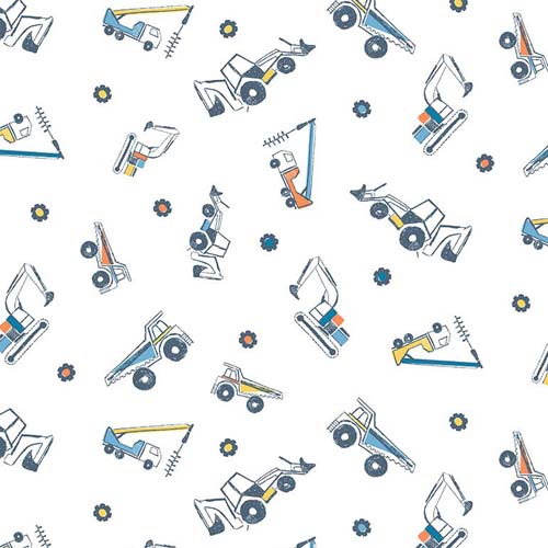 Get Loaded - Heavy Metal - White - small tossed construction vehicles on whi