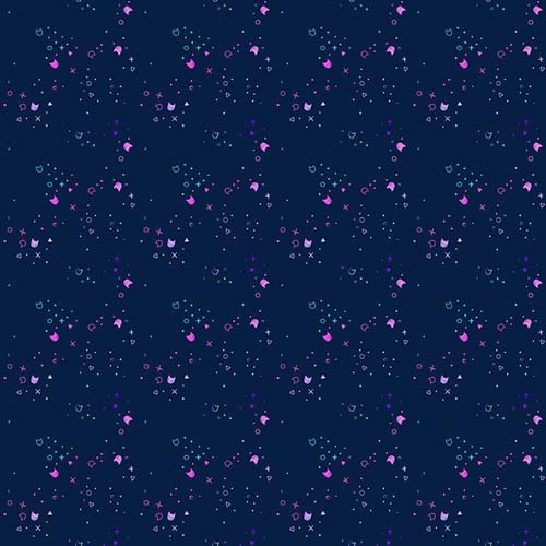 Kitty Litter Blender - Space - Dark Blue -tiny purple & pink cat heads,