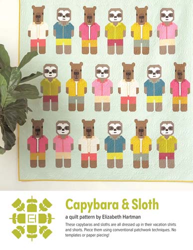 Capybara and Sloth - quilt in 2 sizes  & pillow by Elizabeth Hartman