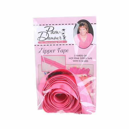 Zipper Tape - Hot Pink - 3 Yards of Hot Pink Zipper Tape With 8 Slides-Fr