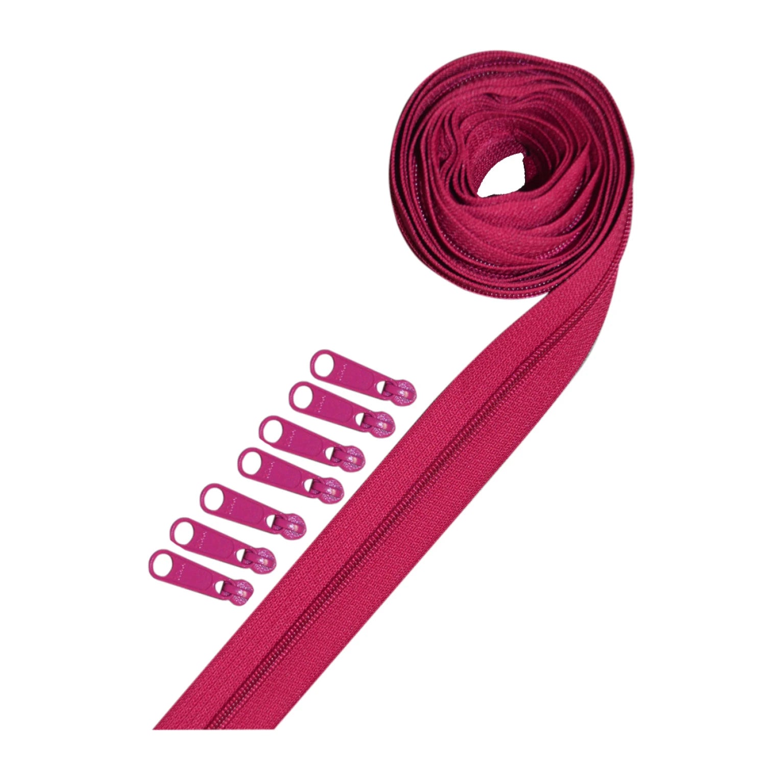 Zipper Tape- Raspberry - 3Yds. of Raspberry Tape With 8 Slides-From Pam Damo