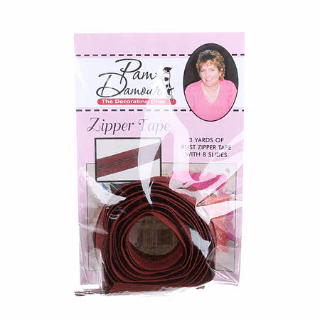 Zipper Tape - Rust  - 3 Yards of Rust  Zipper Tape With 8 Slides-From Pam Damo