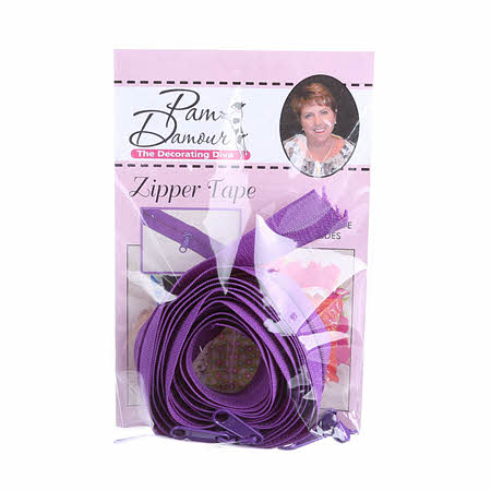 Zipper Tape - Purple - 3 Yards of Purple Zipper Tape With 8 Slides-From P