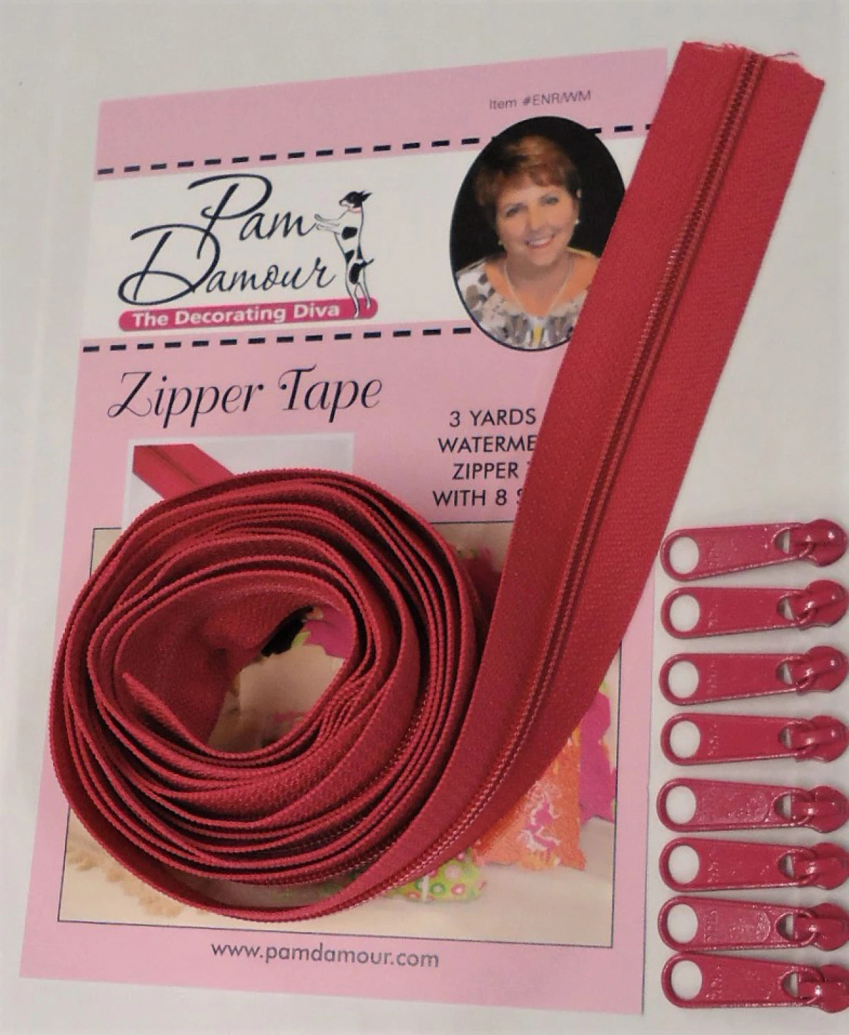 Zipper Tape - Watermelon3 yards Zipper Tape With 8 Slides-From Pam Damour