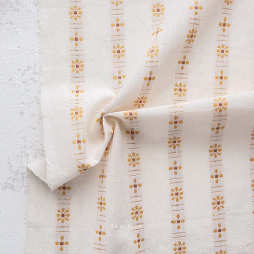 Forest Forage Woven - Daisy - Cream - Yellow daisy woven on white