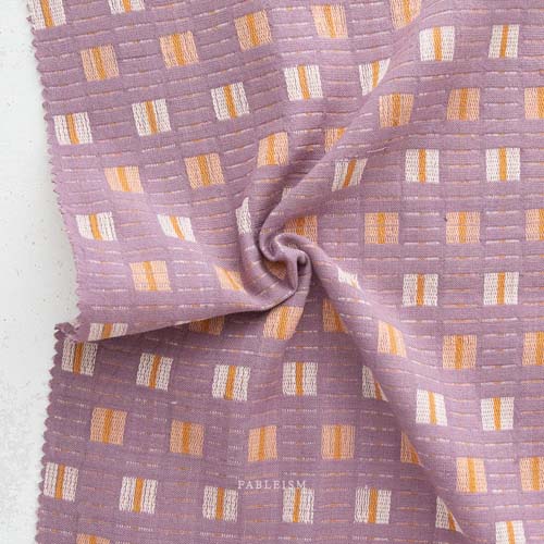 Monarch Grove Woven - Small Monarch- Foxglove- orange&white boxes on purple