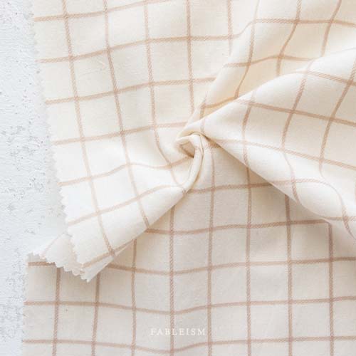 Trellis Woven - Pan Dulce -  Woven beige grid on cream-