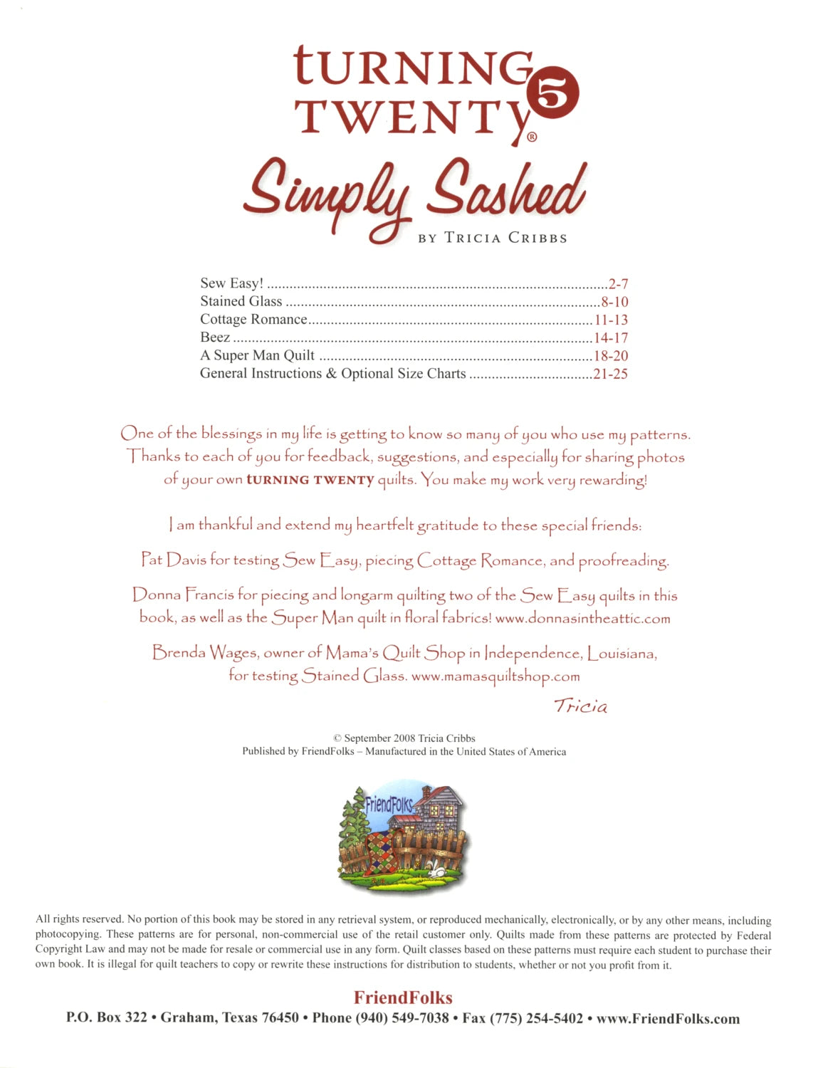 Turning Twenty - Simply Sashed -  Tricia Cribbs - Book 5
