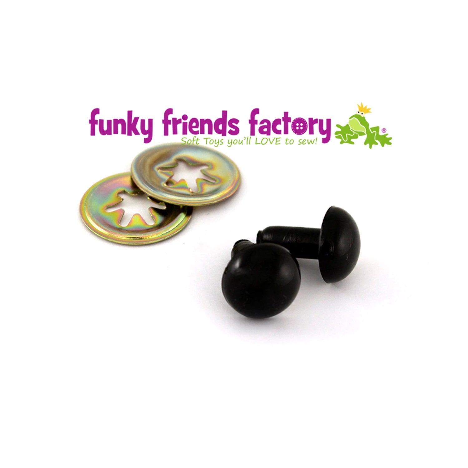 Funky Friends Factory - 12mm black craft eyes - 5 pairs