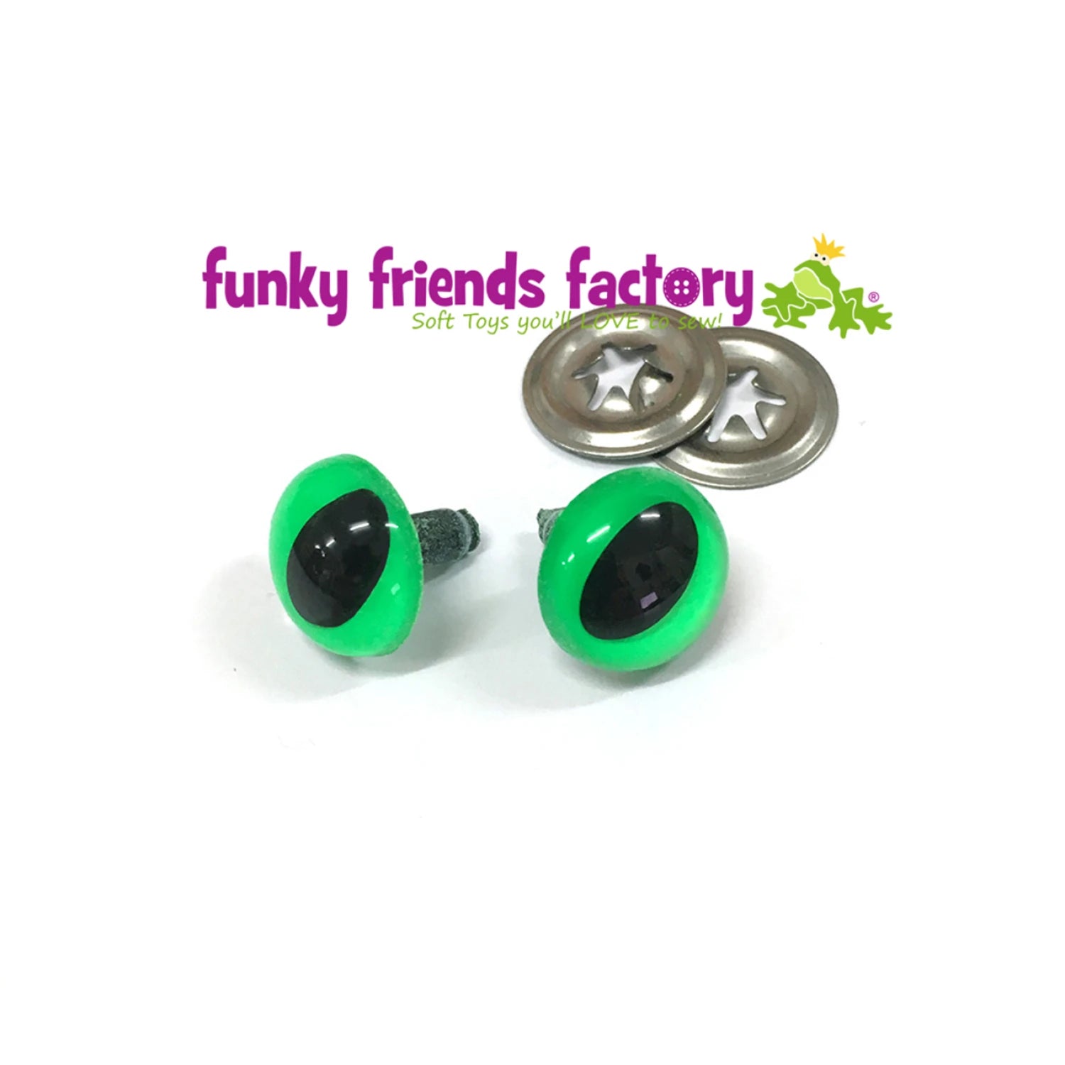 Funky Friends Factory - 12mm green cats craft eyes - 5 pairs