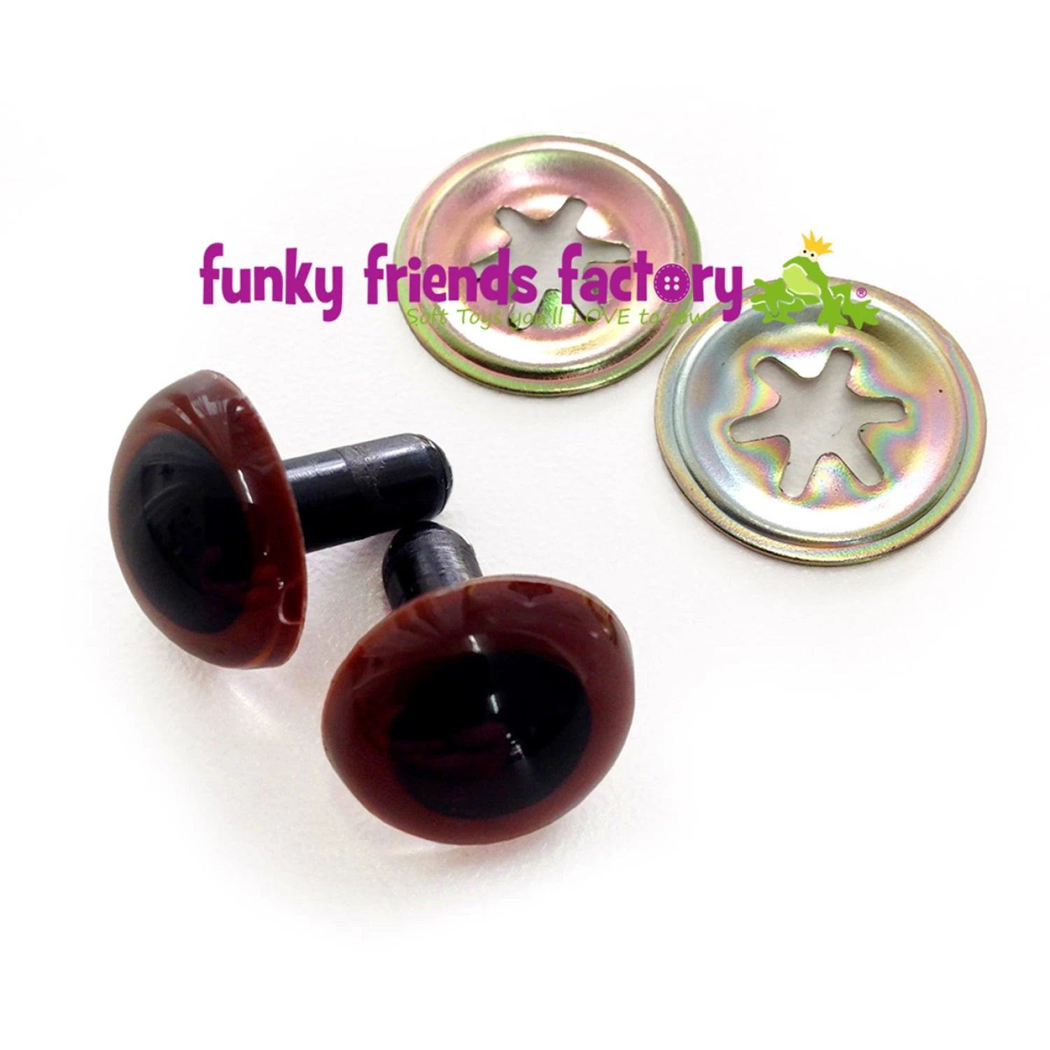 Funky Friends Factory - 15mm dark brown craft eyes - 5 pairs