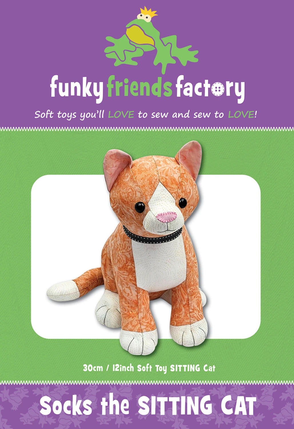 Socks the Sitting Cat - Soft toy -Created By Pauline McArthur of Funky Friends