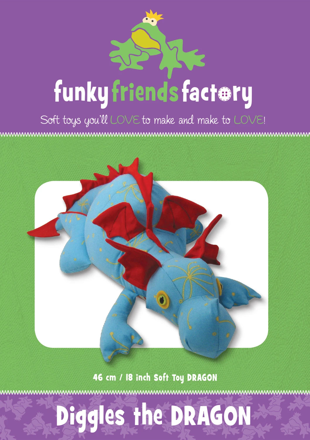 Diggles the Dragon-Funky Friends Factory  #FF3982 includes 1 set eyes