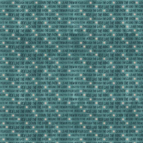 Daybreak - Text - Teal - rows of text on teal w/peach stars