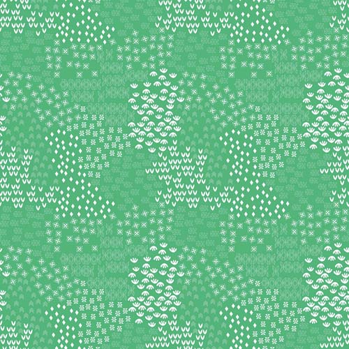 Hampton Court - White Multi-Stamps on Green