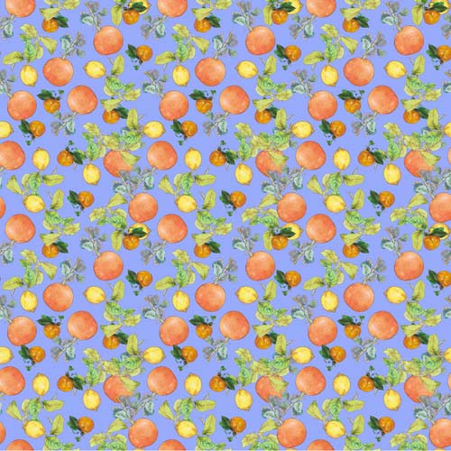 Margo - Citrus Fruit - Blue - oranges & lemons on blue