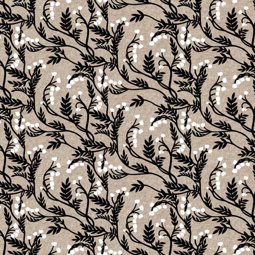 Grove - Branches - Black - Black branches on natural - 55% Linen/45% Cotton