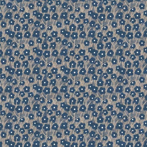 Grove - Field - blue/white - blue floral on natural - 55% Linen/45% Cotton