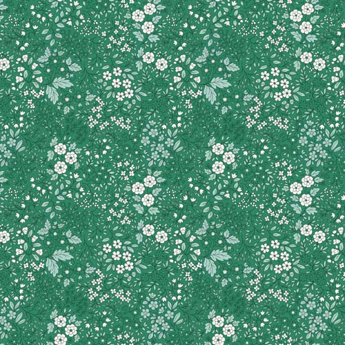 Pocket Posies - Prairie - Green - small white floral on green