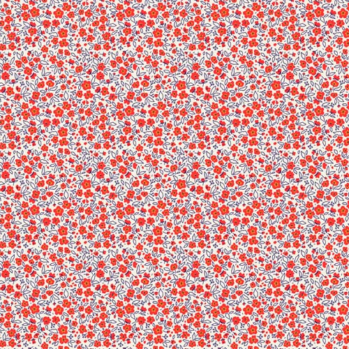 Pocket Posies - Floral Dapple- Red - small red flowers on white