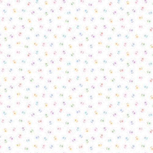 Pocket Posies- Ditsy Daisy - White - colorful tossed daisies on white
