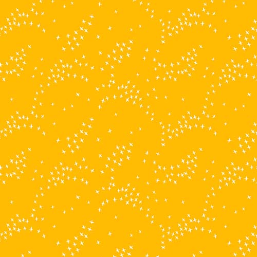 Seasons Basics- Birds - Yellow - small white birds on yellow gold