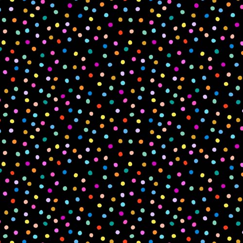 Dusk -PomPoms - Black - multicolored tossed dots on black