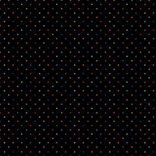 Dusk - X - Black - multicolored x's and +'s on black