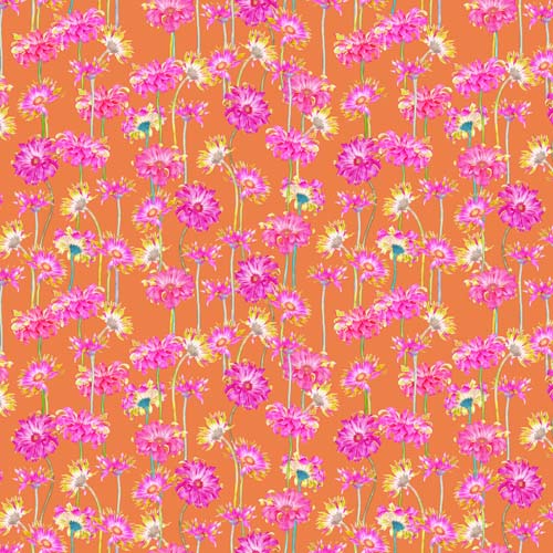 Margo - Gerbera - Orange - pink daisies on orange