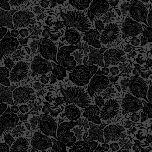Rayon - Folktale - Black - large tone on tone floral - 58/60 inches