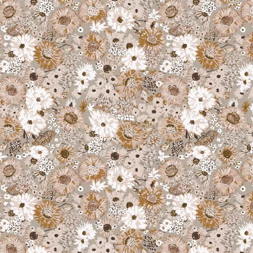 Blossom Breeze - Floral - Taupe -mauve & white floral on taupe