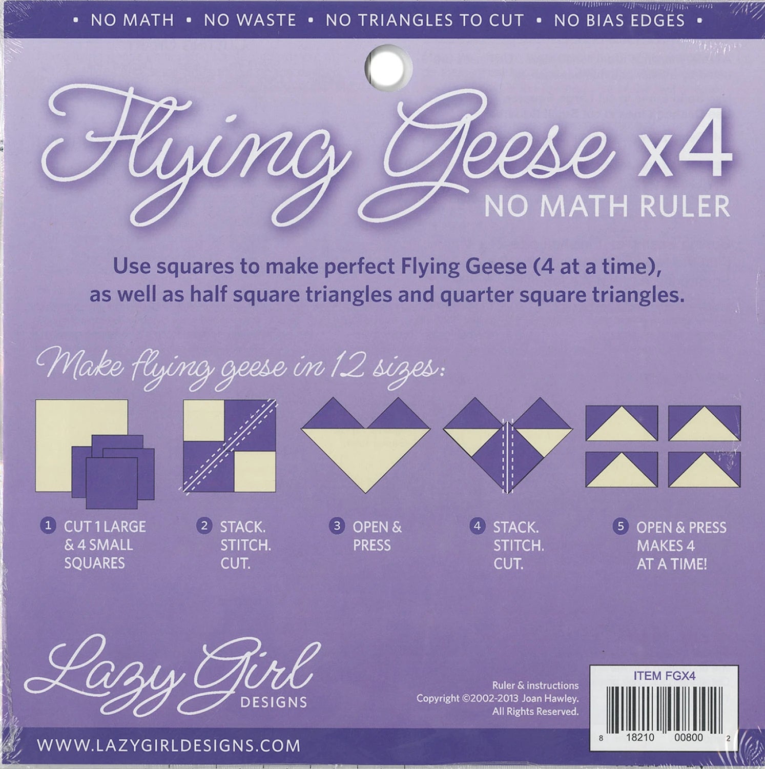 Flying Geese X4 no math ruler by Lazy Girl