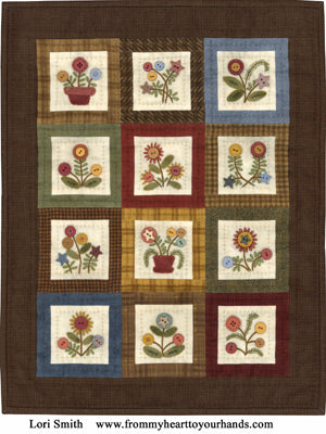 Esther's Garden Pattern - Embroidery Applique & Buttons-Finishes 15 x 19 b
