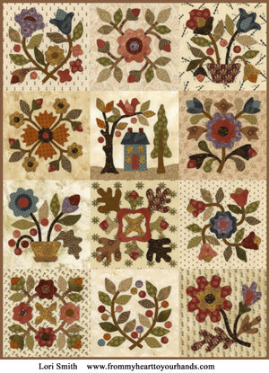 Mother Earth Pattern - 12 Blocks-Cotton Applique-Finishes 18 x 24 by Lor