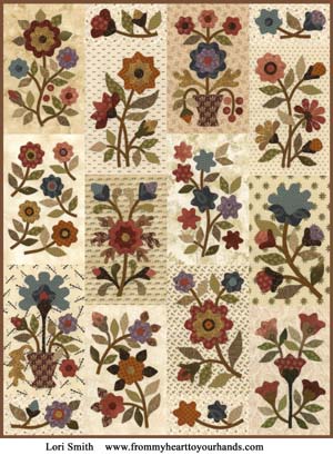 Buckingham Garden Pattern - Cotton Applique - 24 x 31 by Lori Smith From My