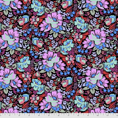 Love Always, AM - Overachiever - Velvet - brightly colored flowers on black