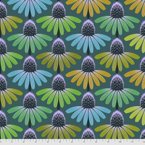 Love Always, AM - Echinacea Glow - Algae - rows of coneflowers on dark green