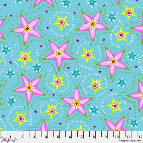 Welcome Home - Nashville - Summer - Pink star flowers on turquoise