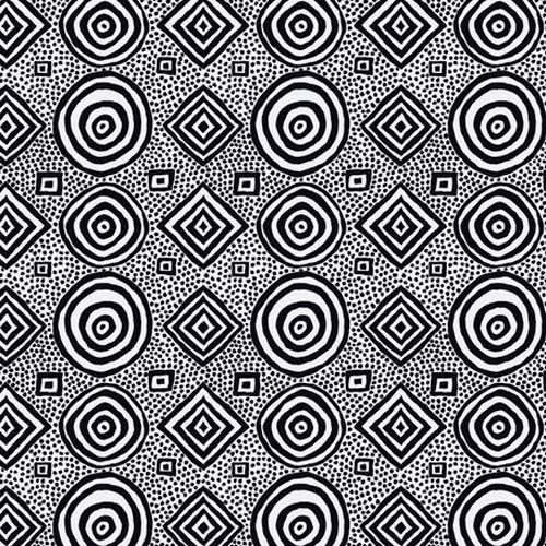 Good Vibrations - White - Stash - black concentric circles & diamonds on wh