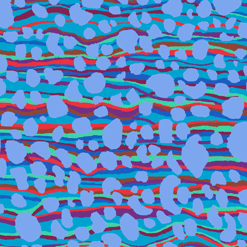 Stream - Blue splotches on curvy stripe by Kaffe Collective