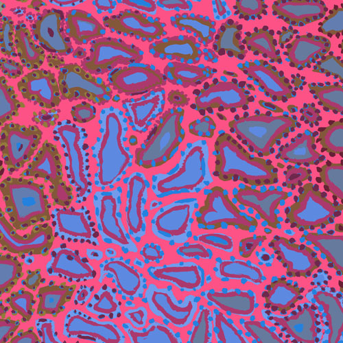 Animal - Pink - blues on pink- Kaffe Fassett Collective