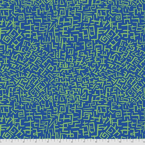Amaze - Blue - green text on blue - Kaffe Collective - Aug 2021
