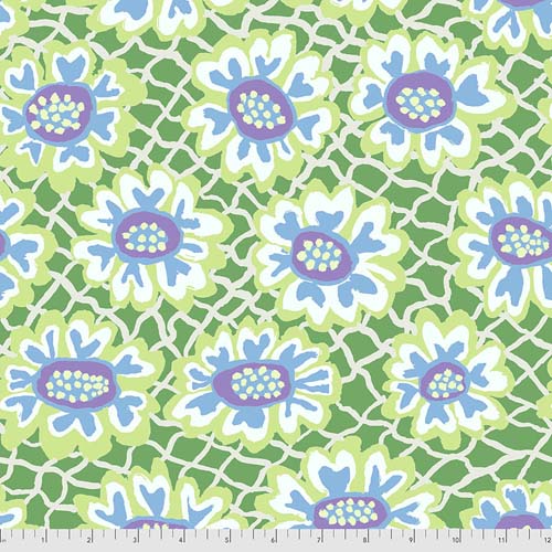 Flower Net - Green - lt greenflowers on green - Kaffe Collective - Aug 2021