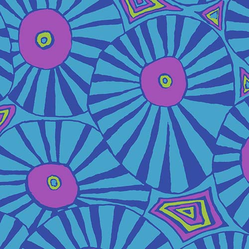 Brollies - Blue - August 2022 - packed striped umbrella tops - Kaffe Fassett