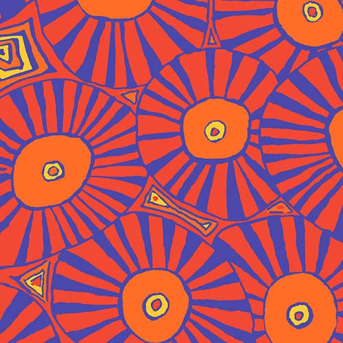 Brollies - Red - August 2022 - packed striped umbrella tops - Kaffe Fassett